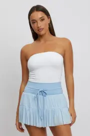 Blue Flare Skort Skirt High Rise Mini Mesh Tiered - Size 16XL, Women's Mini Skirt