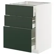METOD / MAXIMERA base cabinet with 3 drawers, white/Havstorp deep green, 60x60x80 cm