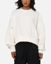 [Nike] Nike Women's Sportswear Plush Mod Cropped Crewneck Sail/lt Orewood Brown - Size M M Lt Orewood Brn/