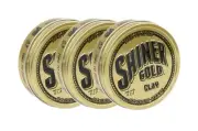 SHINER GOLD Matte Clay Strong Hold Pomade 3.5oz Pack of 3 NEW