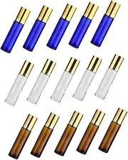 FOYTOKI 15pcs Roller Bottles Essential Oil Lip Gloss and Perfume Containers Includes Bottles with Balls and Caps for Travel and Daily Use
