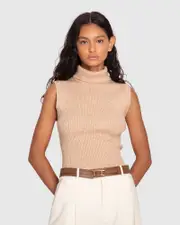 [Belle & Bloom] Equation Sleeveless Turtleneck Knit - Camel