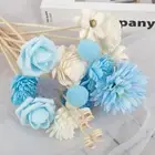 19Pcs Blue Flower Rattan Reed Aroma Diffuser Replacement Stick Home Fragrances