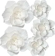 ANSOMO White Paper Flowers Artificial 3D Wall Décor Wedding Birthday Bridal Baby Shower Nursery Room Backdrop Table Centerpieces Party Decorations Supplies