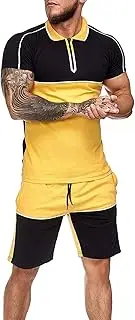 [SHWING] Outfits for Men - Two Piece Outfits - Comfortable and Breathable Men's Shirt & Shorts, Beach Yoga Pants Outfits, Athletic Tracksuit Set for Home