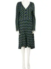 Green & Blue Patterned Midi Dress
