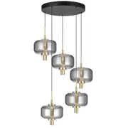 Modern Volen Spiral LED Pendants Lights Glass Smoke Hanging Telbix Lighting