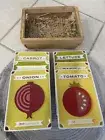 Crate & Barrel Vegetable Seed Packet Appetizer Snack 5x7"Ceramic Plates Set Of 6