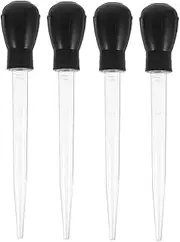 4-Piece Grill Greaser Set Silicone Basting Bulb Brush Turkey Baster Large Kit Application for BBQ Reduces Smoke Waste Baking Tools