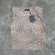 RRP $70 Decjuba BNWT Leopard Print Tank Top Y2K 80s Artsy Indie 90s SZ SMALL