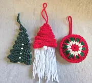 Handmade Crochet Christmas Ornament Set - Christmas Tree, Gnome, Ornament