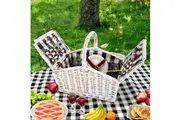 Alfresco 2 Person Picnic Basket Set Insulated Blanket Bag