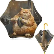 [ODAWA] Toddler Girl Umbrella Fat Cat Gym Funny Kids Umbrella, J Handle Golf Umbrellas