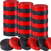 24 Pieces Wooden Checkers 1.06 Inch Checkers Board Game Pieces Stackable Ridge in Drawstring Storage Pouch for Checkers Game, Red and Black