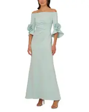 Adrianna Papell Rosette Scuba Crepe Gown