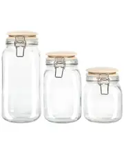 Martha Stewart Rindleton 3pc Glass Canister Set with Ceramic Lids