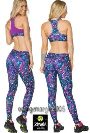 ZUMBA 2Pc.SET! Mashed Up Reversible Bra+Perfect Long Legging-EliteZWear S M L XL