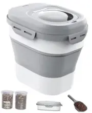30-35 Lbs Dog Food Storage Container Collapsible Dog Food Container Light Grey