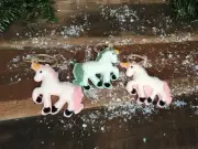 Unicorn Christmas Ornaments Set of 3 Plush 4.5” Long Extremely Cute