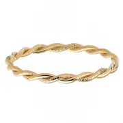 14k Yellow Gold Twisted Women's Bangle Bracelet, 8"