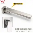 Brushed Nickel Wall Mounted Square 180 Swivel Square Bath Spout With Mixer Tap