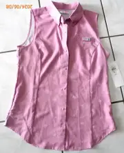 NWT Columbia Women’s PFG Sleeveless Shirt Snap Front Vented Top M Pink G351