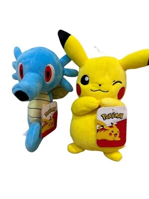Bundle of two Pokémon 8 inch plush toys, Pikachu & Horsea, NWT
