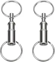 [Onwon] 2 Pieces Quick Release Keychain Detachable Pull Apart Key Rings Keychains Removable Handy Keying, Double Spring Split Snap Seperate Chain Lock Holder Convenient Accessory
