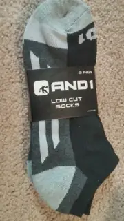 3 Pair AND1 Performance Low Cut Socks Shoe Size 6 - 12.5 Black Gray Basketball