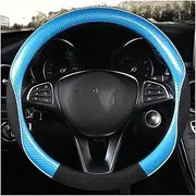 Steering Wheel Protector Car Steering Wheel Cover 38CM Non-Slip Wear-Resistant Sweat Absorbing Fashion Sports Steering Wheel Cover Leather Steering Wheel Covers (Color : Blue O Shape)