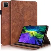 CXTcase iPad Air 5th/4th Generation Case, iPad Pro 11 Inch 2018/2020/2021/2022 Cover Embossed Tree PU Leather Case Wallet Flip Case for iPad Pro 11 Inch - Brown