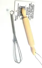 2 pc. UTENSIL SET For EASY-BAKE OVEN WHISK for Mixing & WOOD ROLLING PIN New