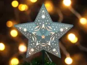 13.5" Plug-In Lighted SILVER Glitter Star Tree Topper Christmas Tree Topper