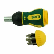 6Pcs Stubby Ratcheting Screwdriver Magnetic Multi-Bit Rubber Multi-Tool Screw Driver Kits Home Repair Tool