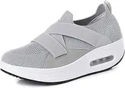 [RiceelSor] Women's Mesh Up Knit Stretch Orthopedic Sneakers Breathable Air-Cushioned Outdoor Hiking Comfortable Arch Support Platform Rocker Shoes