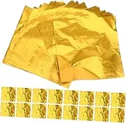 BESTOYARD 200Pcs Square Foil Candy Wrappers Foil Packaging Sheets for Homemade Chocolates Sweets for Easter Egg Wrapping and Party Treats