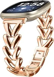 Metal Bands Compatible with Fitbit Versa 4＆Sense 2, Adjustable Breathable Casual Sport bands for Fitbit Versa 3＆Sense Bands Women Men
