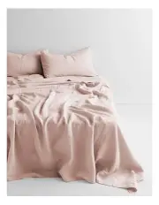 [Aura Home] Evie Organic Stonewash Sheet Set In Blush Pink