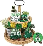 St Patricks Day Decorations, Wooden Tiered Tray Set, Saint Patricks Day Ornaments, Wooden Table Decor, St Patricks Day Table Decorations, Perfect for Home or Decor for Celebrations