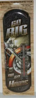 #41204 Go Big Or Go Home Motorcycle Tin Thermometer by Countryside Products