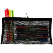 Otto Large Flat Mesh Pencil Case Black