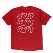 Obey JUMBLE LO-FI Mens 100% Cotton Classic Box T-Shirt Medium Fire Red NEW