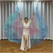 Isis Wings Angel Wings with 2 pcs Retractable Metal Rods for Adult, Cape Costume for Belly Dance Egyptian Dance Church Wedding Halloween Ravers Performance