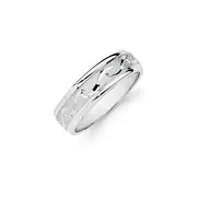 Silver Satin Centre Wave Ring