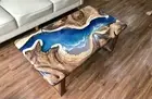 Custom Order Epoxy Resin Table, Custom Table, Ocean Design, Wood Art Resin Slab