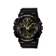 【CASIO 卡西歐】G-SHOCK系列 經典迷彩雙顯電子錶(黑/金 GA-100CF-1A9)