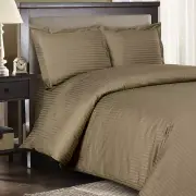 1200 Thread Count 100% Egyptian Cotton DUVET Set FULL / QUEEN Taupe Stripe