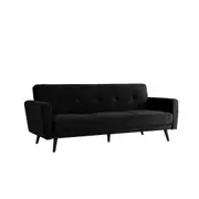 Esben 3 Seater Velvet Sofa Bed Black