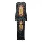 [Jean Paul Gaultier] Jean Paul Gaultier Baroque-print Long-sleeved Maxi Dress XS BLACK