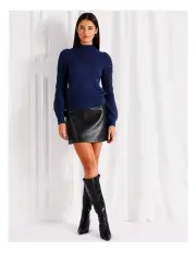 [Tokito] Lofty Pointelle Sleeve Knit Jumper in Cobalt